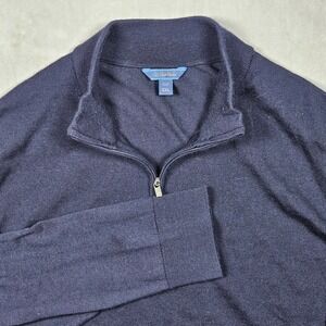 David Donahue Sweater Mens XXL Navy Blue Merino Wool 1/4 Zip Outdoor Luxury